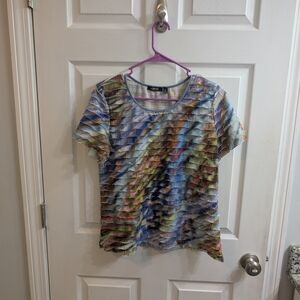 Elementz Tiered Crepe Ruffle Cap Sleeve Top - Size L